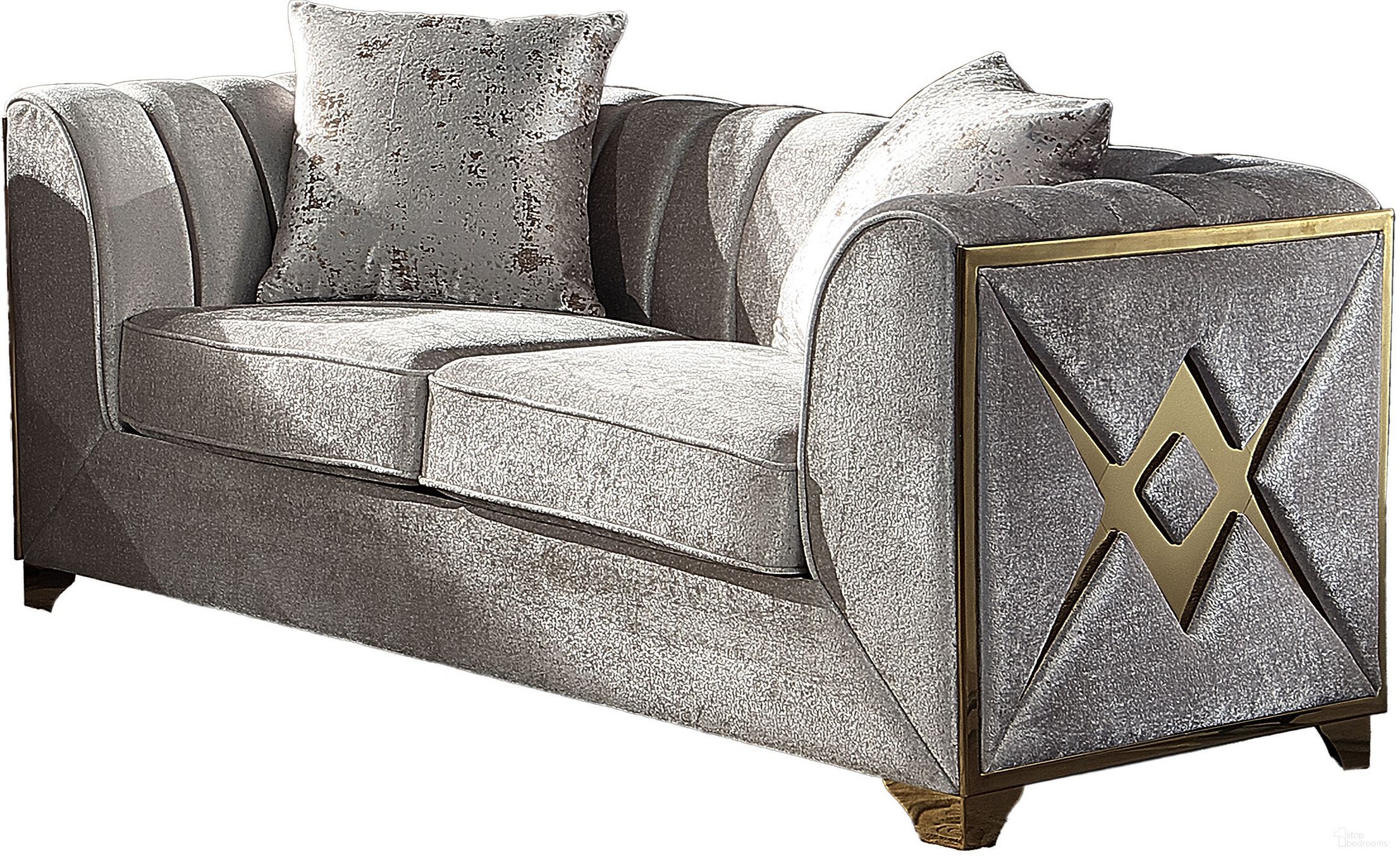 The appearance of Velencia Loveseat Made with Wood In Cream designed by Galaxy Home Furnishings in the modern / contemporary interior design. This cream piece of furniture was selected by 1StopBedrooms from Velencia Collection to add a touch of cosiness and style into your home. Sku: 601955552431. Material: Velvet.
