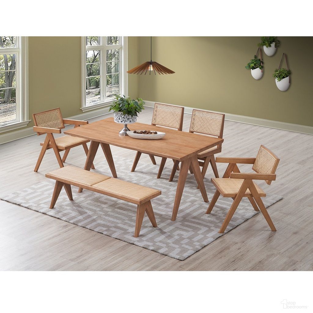 The appearance of Velentina Dining Room Set In Natural designed by ACME in the modern / contemporary interior design. This natural piece of furniture  was selected by 1StopBedrooms from Velentina Collection to add a touch of cosiness and style into your home. Sku: DN02371;DN02373. Material: Wood. Table Top Shape: Rectangular. Size: 63".