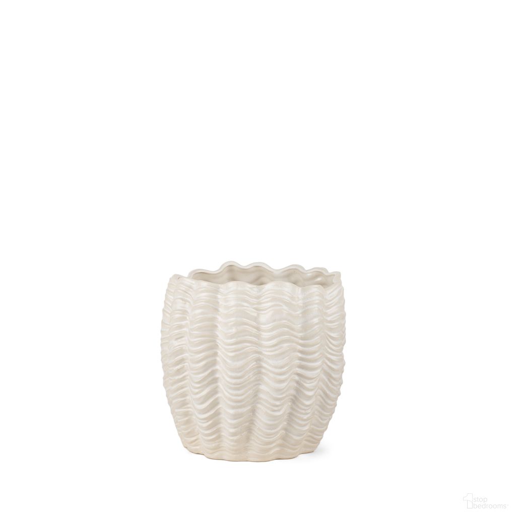 Velia Short Seashell Sculptural Glazed Ceramic Vase In White
