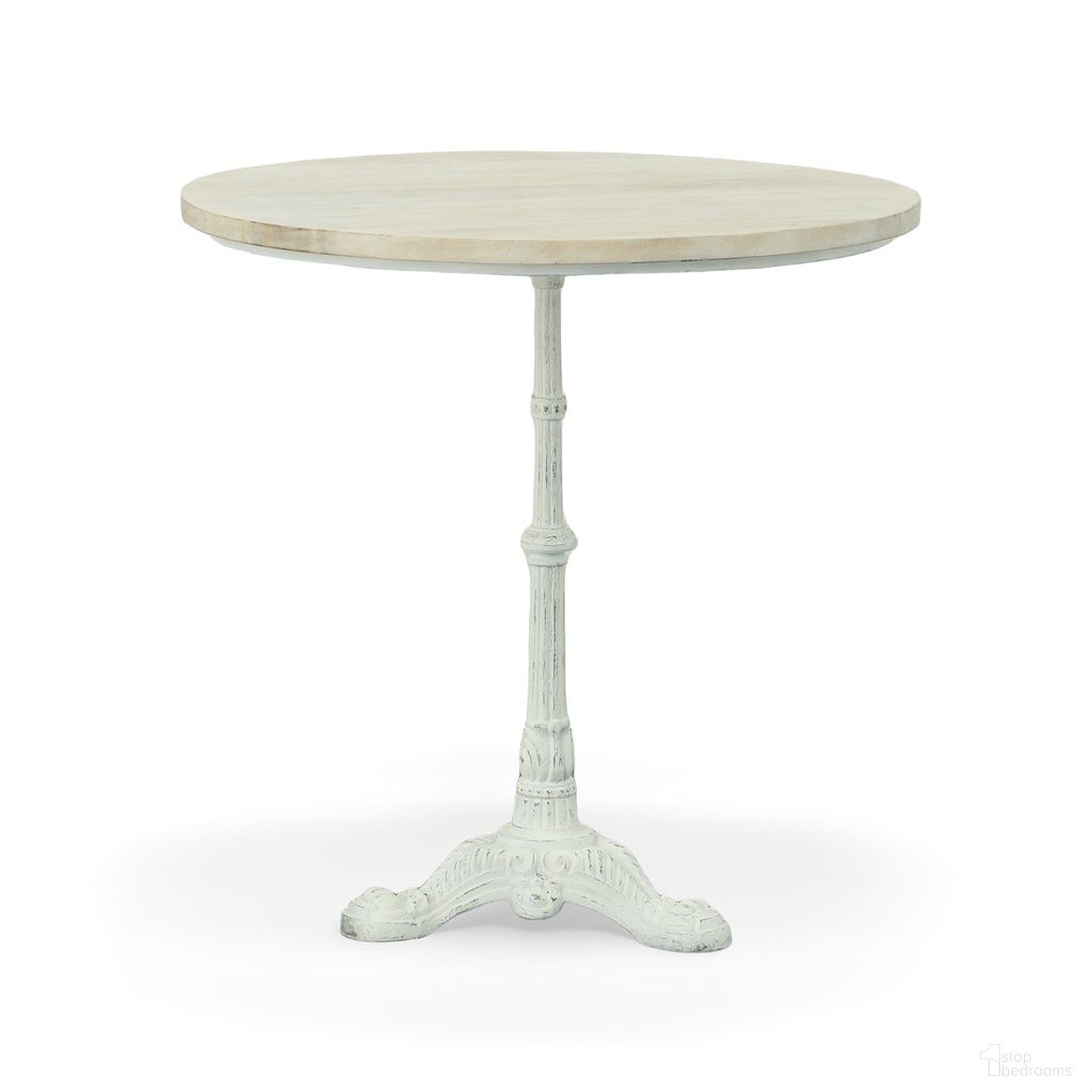 The appearance of Velio Bistro Table In Whitewash designed by Carolina Living in the traditional interior design. This white wash piece of furniture  was selected by 1StopBedrooms from Velio Collection to add a touch of cosiness and style into your home. Sku: CF3030WW. Table Base Style: Pedestal. Table Top Shape: Round. Material: Mango Wood.