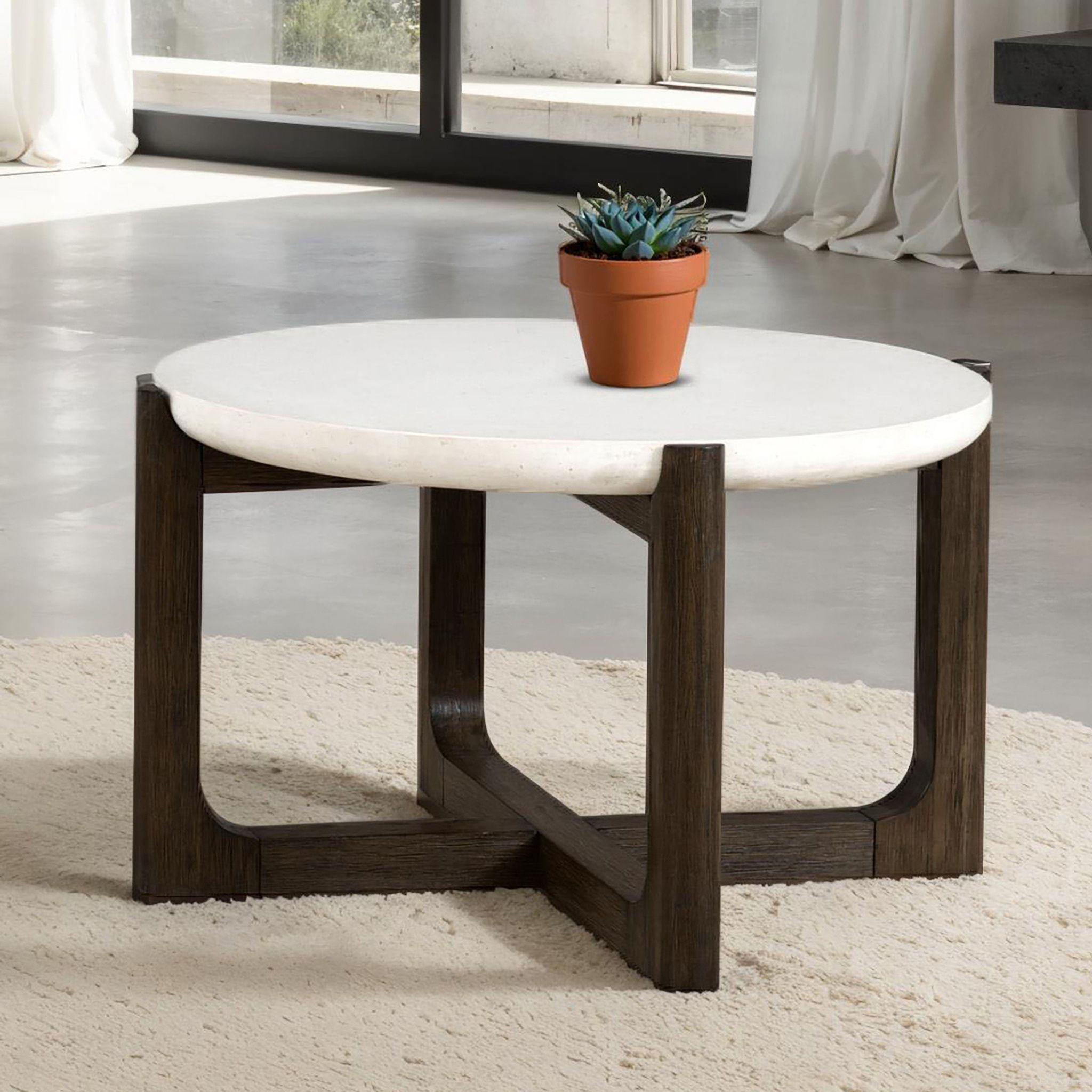 The appearance of Vellara 25 Inch Cocktail Table with Stone Top In Dark Walnut designed by Furniture of America in the transitional interior design. This dark walnut piece of furniture was selected by 1StopBedrooms from Vellara Collection to add a touch of cosiness and style into your home. Sku: FM44020DW-CR-ST. Material: Stone.