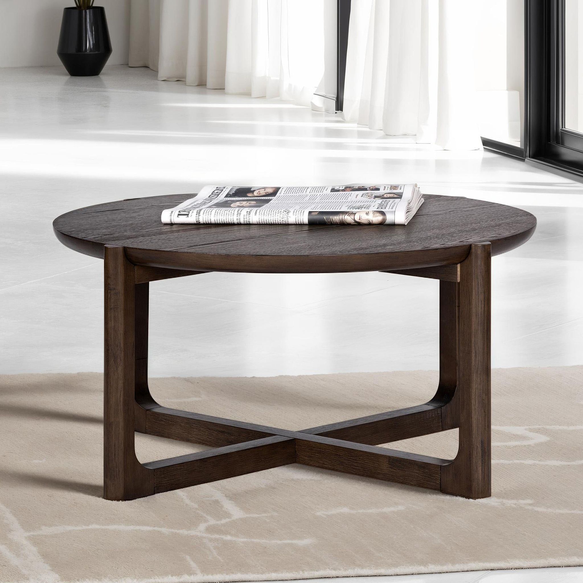 The appearance of Vellara 36 InchCocktail Table with Wood Top In Dark Walnut designed by Furniture of America in the transitional interior design. This dark walnut piece of furniture was selected by 1StopBedrooms from Vellara Collection to add a touch of cosiness and style into your home. Sku: FM44020DW-CR-WT. Material: Rubberwood.
