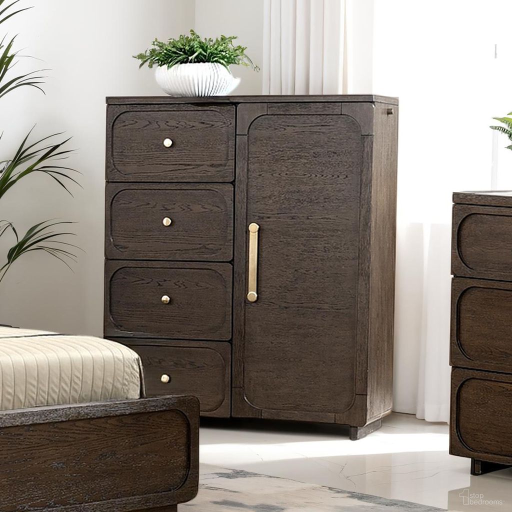 The appearance of Vellara Gentleman's Chest In Dark Walnut designed by Furniture of America in the transitional interior design. This dark walnut piece of furniture was selected by 1StopBedrooms from Vellara Collection to add a touch of cosiness and style into your home. Sku: FM74021DW-C. Material: Rubberwood.