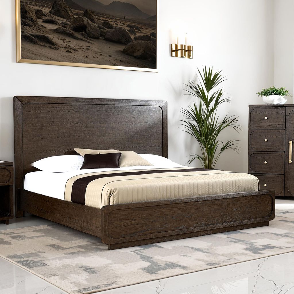 The appearance of Vellara Queen Wood Panel Bed In Dark Walnut designed by Furniture of America in the transitional interior design. This dark walnut piece of furniture was selected by 1StopBedrooms from Vellara Collection to add a touch of cosiness and style into your home. Sku: FM74021DW-Q-1-W;FM74021DW-Q-2;FM74021DW-Q-3. Bed Type: Panel Bed. Bed Size: Queen. Material: Rubberwood.