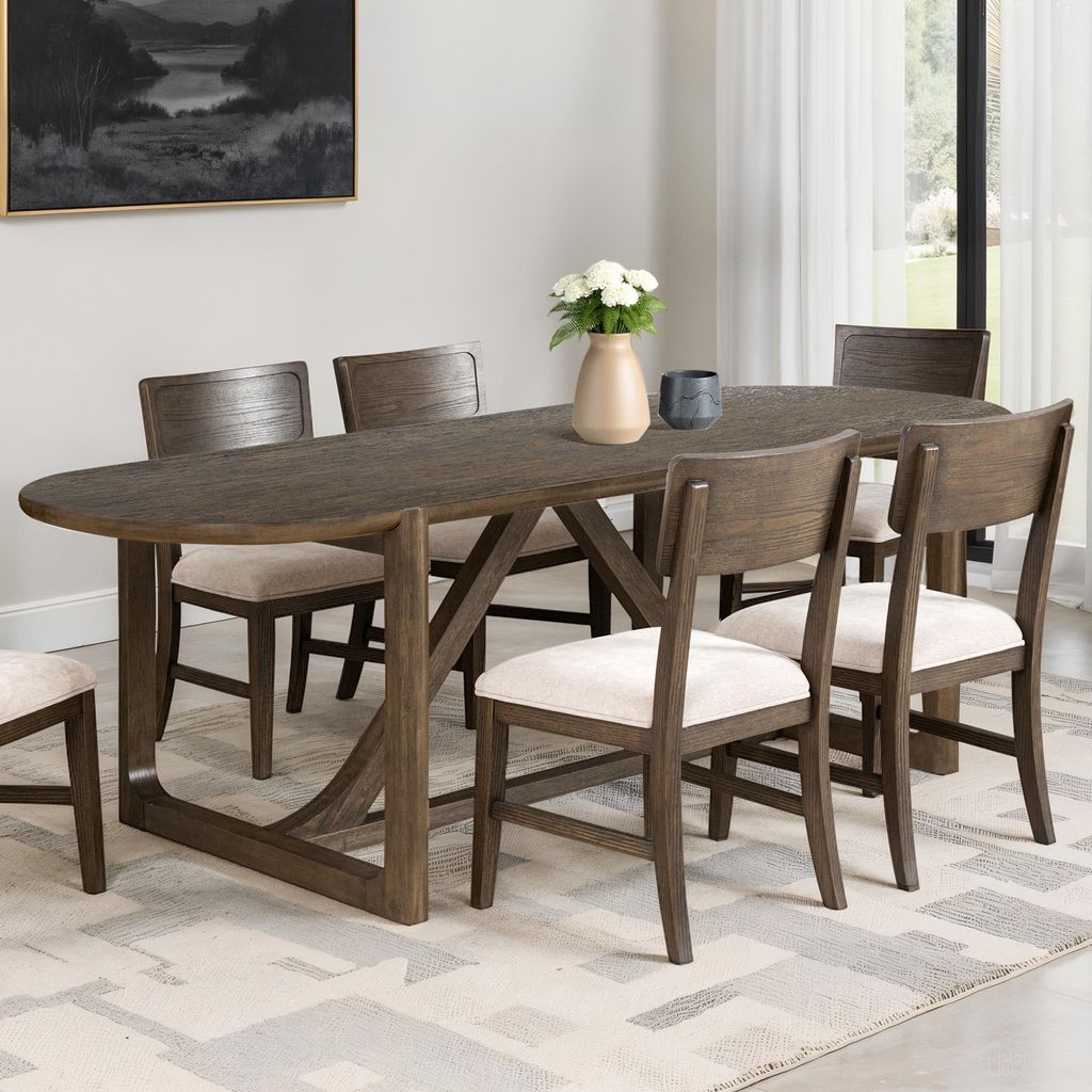 The appearance of Vellara Wood Top Dining Room Set In Dark Walnut designed by Furniture of America in the transitional interior design. This dark walnut piece of furniture  was selected by 1StopBedrooms from Vellara Collection to add a touch of cosiness and style into your home. Sku: FM34021DW-OT-1-WT;FM34021DW-OT-2;FM34021DW-SC-2PK. Table Top Shape: Rectangular. Material: Engineered Wood. Size: 41" x 84".
