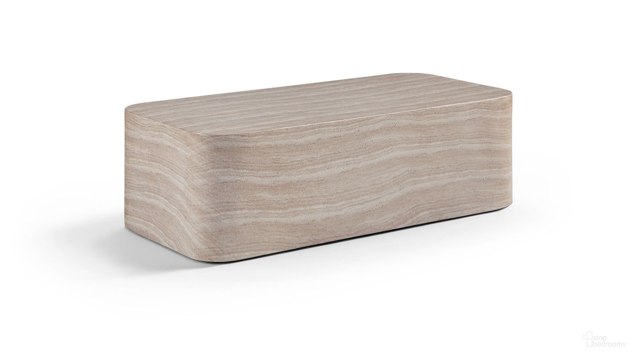 Vellon Concrete Indoor and Outdoor Coffee Table In Travertine