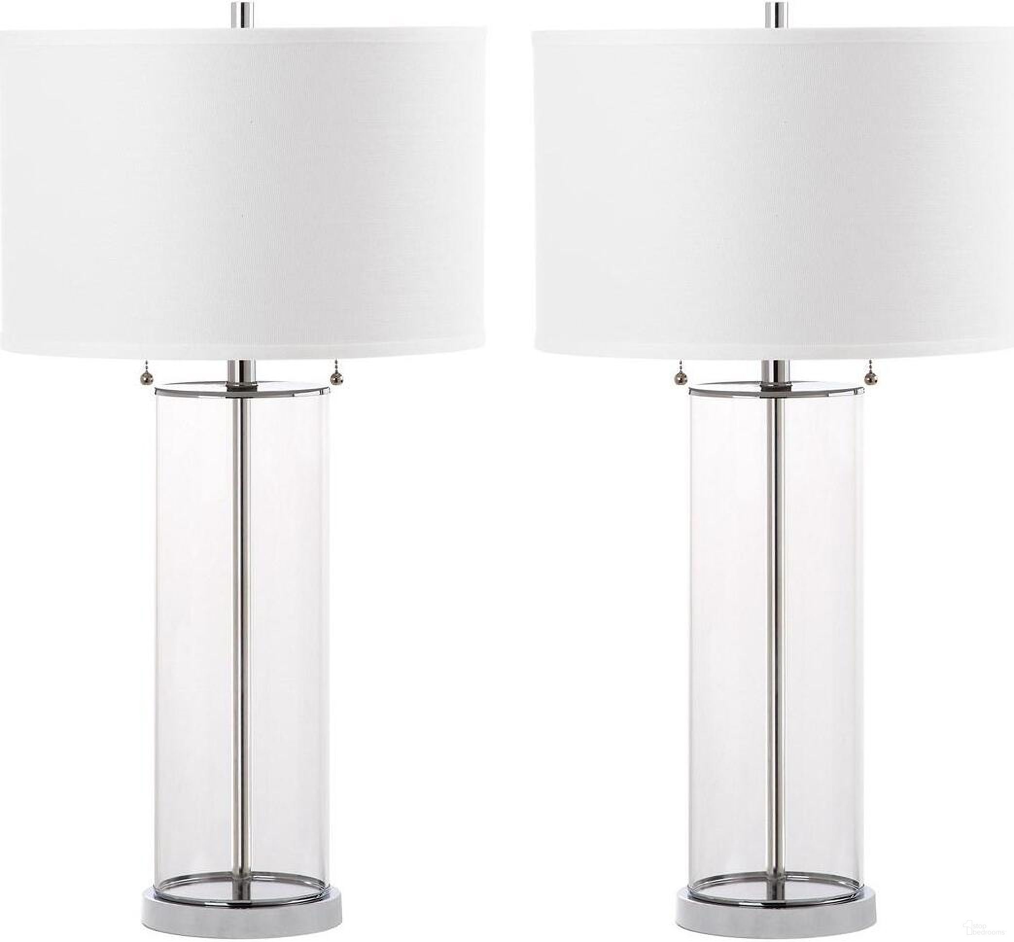 The appearance of Velma Clear 31 Inch Table Lamp Set of 2 designed by Safavieh in the modern / contemporary interior design. This clear piece of furniture  was selected by 1StopBedrooms from Safavieh LIT Collection to add a touch of cosiness and style into your home. Sku: LIT4395A-SET2. Material: Chrome.