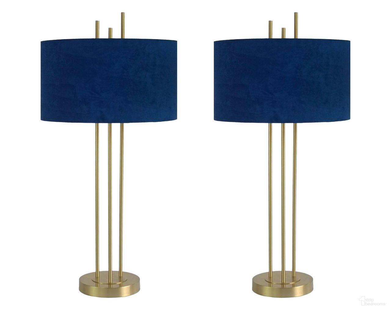Velvet Radiance Metal Table Lamp Set of 2 In Plated Gold