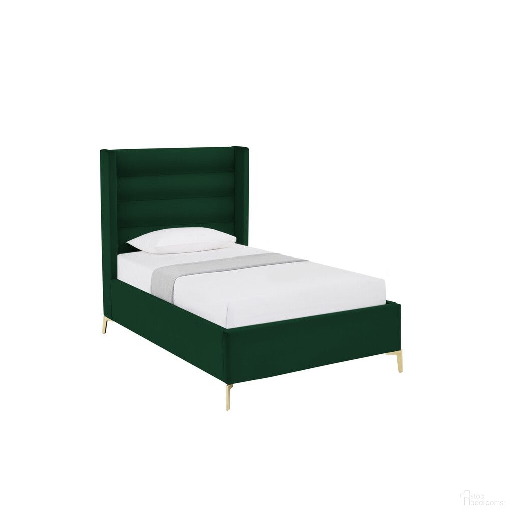 The appearance of Velvet Upholstered Full Bed Frame In Green designed by Homeroots in the modern / contemporary interior design. This green piece of furniture  was selected by 1StopBedrooms from  to add a touch of cosiness and style into your home. Sku: 544930. Bed Size: Full. Material: Velvet. Bed Type: Upholstered Bed.