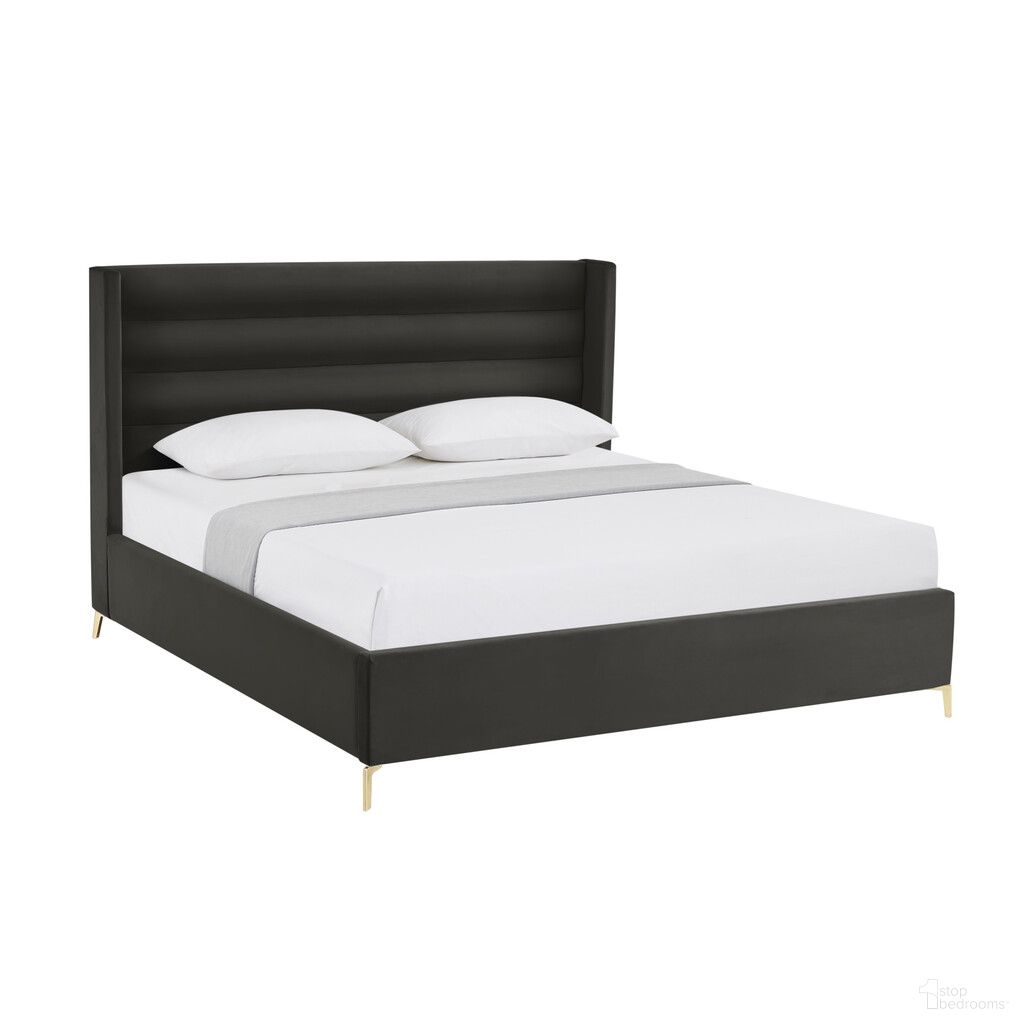 Velvet Upholstered King Bed Frame In Black
