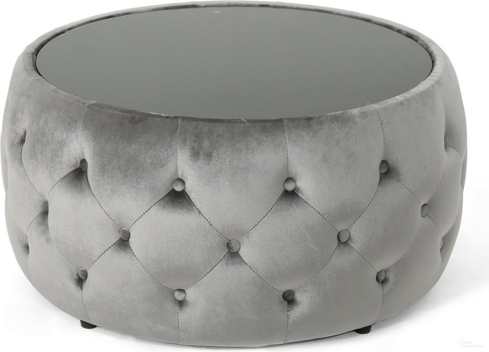 The appearance of Velvet Upholstered Ottoman with Button Tufted and Tempered Glass Top In Smoke designed by Noble House in the modern / contemporary interior design. This smoke piece of furniture was selected by 1StopBedrooms from to add a touch of cosiness and style into your home. Sku: 62732.00SMOK. Material: Velvet.