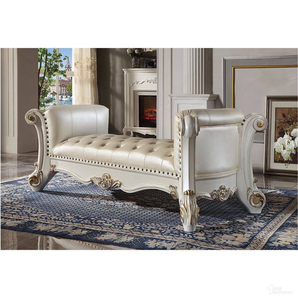 The appearance of Vendome Bench In Antique Pearl designed by ACME in the transitional interior design. This antique pearl piece of furniture was selected by 1StopBedrooms from Vendome Collection to add a touch of cosiness and style into your home. Sku: BD01522. Material: Wood.