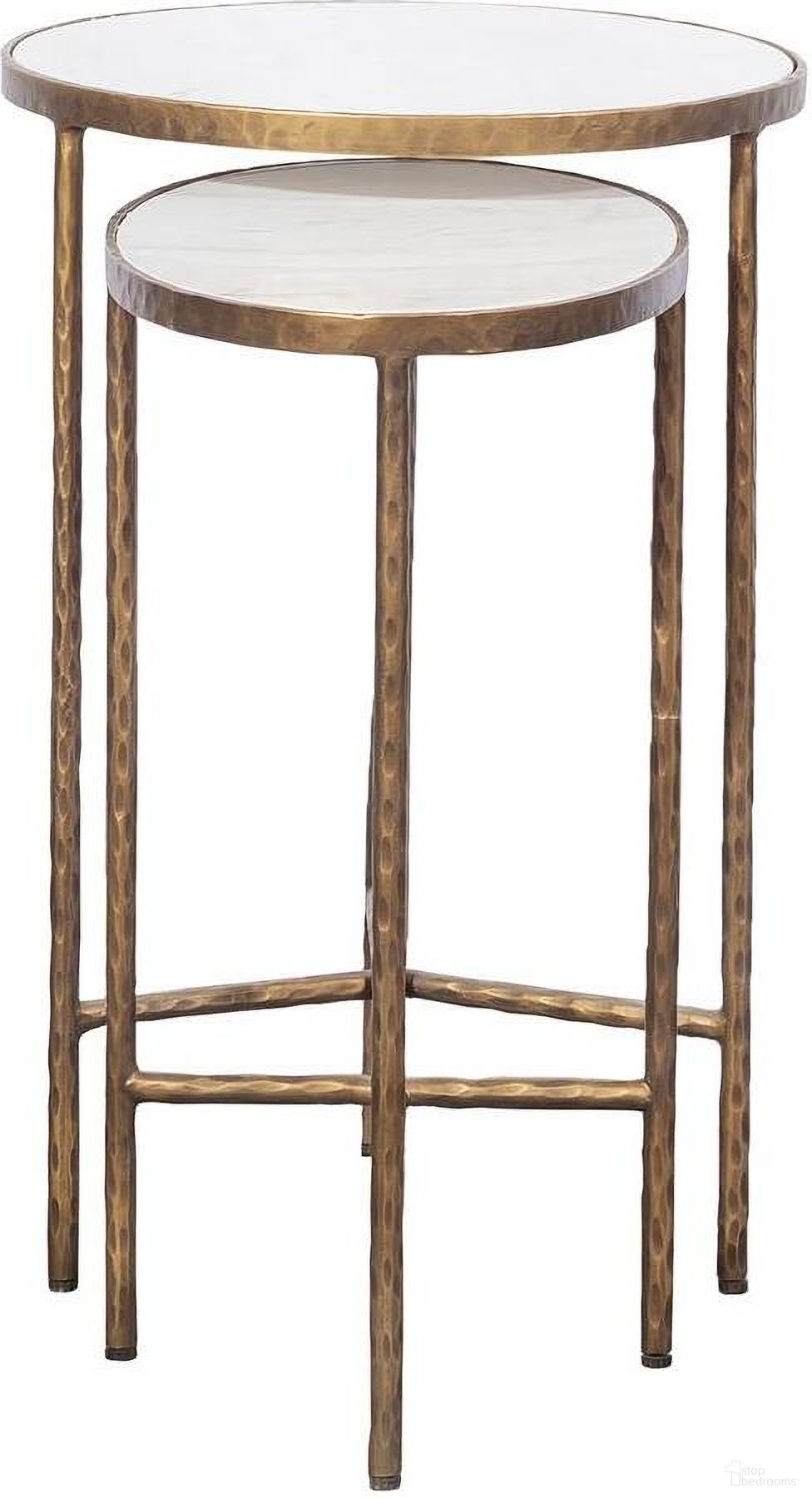 The appearance of Veneto Nesting End Table In Antique Gold and White designed by Fairfield Chair in the modern / contemporary interior design. This antique gold and white piece of furniture  was selected by 1StopBedrooms from Veneto Collection to add a touch of cosiness and style into your home. Sku: 8195-49. Material: Metal.
