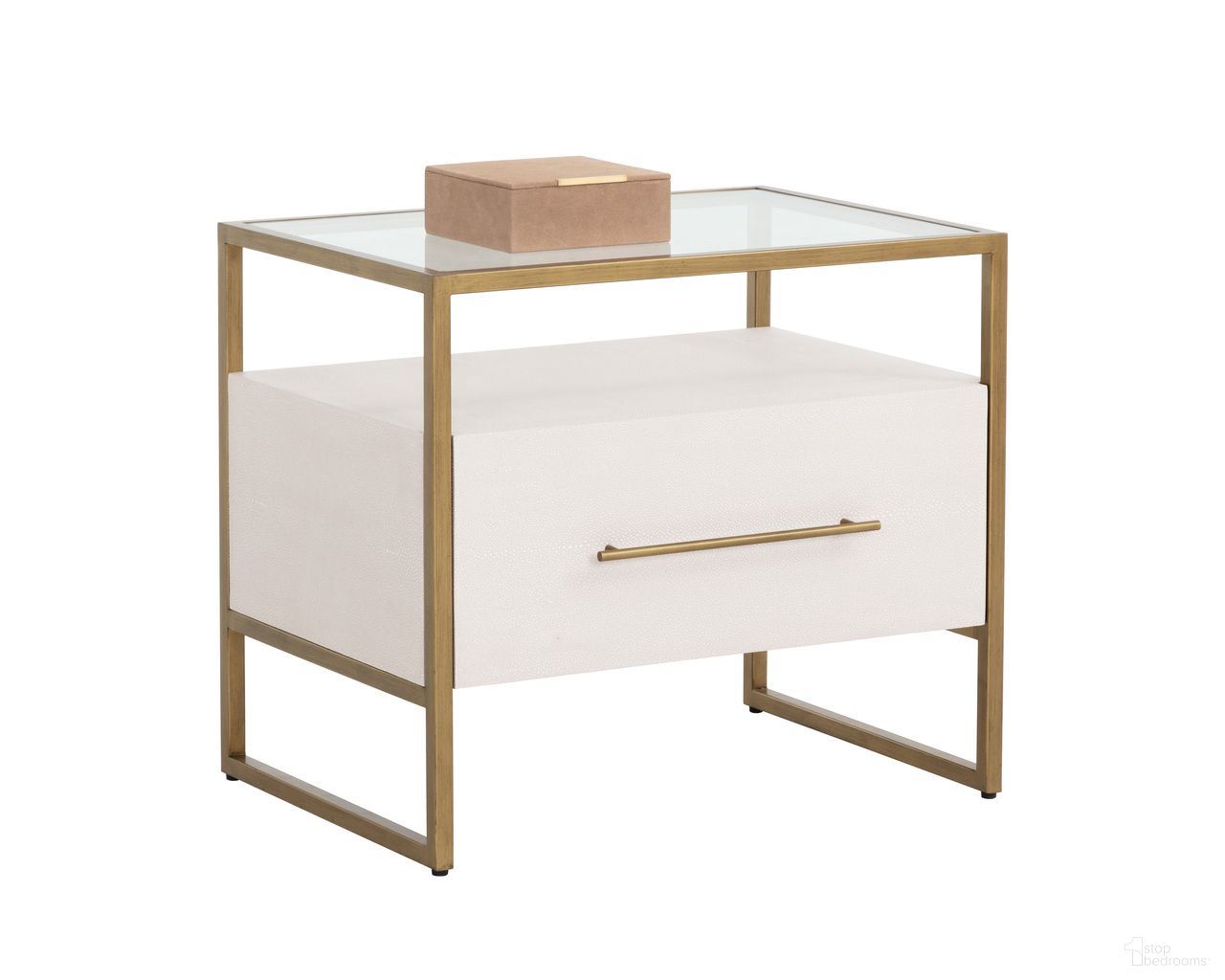 Venice Nightstand In Oyster Shagreen