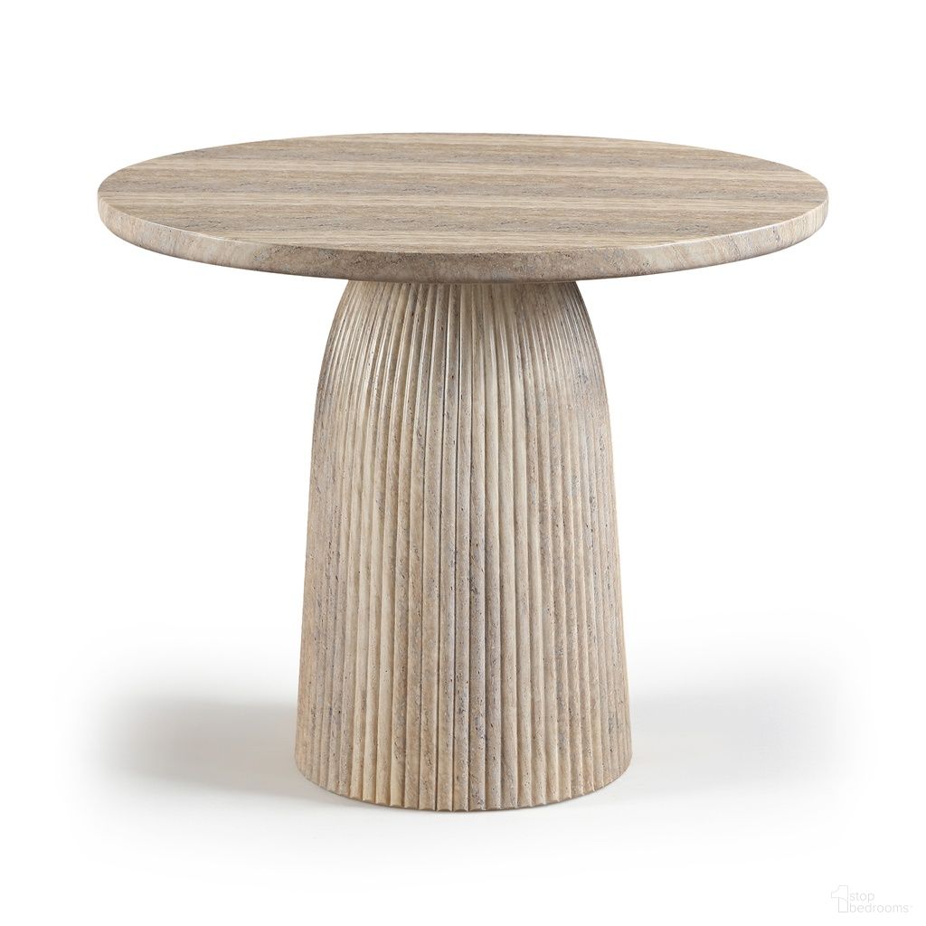 The appearance of Venosa 36 Inch Concrete Indoor and Outdoor Dining Table In Travertine designed by Meridian in the modern / contemporary interior design. This travertine piece of furniture  was selected by 1StopBedrooms from Venosa Collection to add a touch of cosiness and style into your home. Sku: 764Travertine-DT36 Box 1/2 (Top);764Travertine-DT36 Box 2/2 (Base). Table Base Style: Pedestal. Table Top Shape: Round. Material: Concrete. Size: 36".