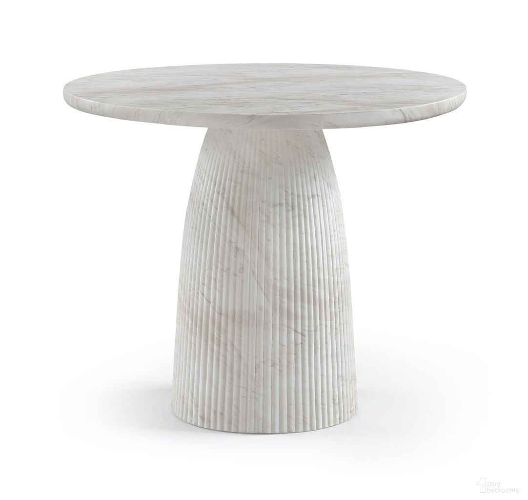 The appearance of Venosa 36 Inch Concrete Indoor and Outdoor Dining Table In White designed by Meridian in the modern / contemporary interior design. This white piece of furniture  was selected by 1StopBedrooms from Venosa Collection to add a touch of cosiness and style into your home. Sku: 764White-DT36 Box 1/2 (Top);764White-DT36 Box 2/2 (Base). Table Base Style: Pedestal. Table Top Shape: Round. Material: Concrete. Size: 36".