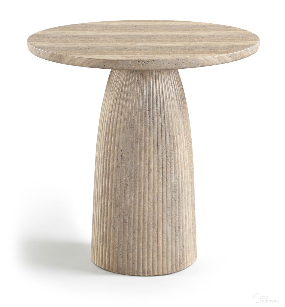 The appearance of Venosa Concrete Indoor and Outdoor Counter Height Table In Travertine designed by Meridian in the modern / contemporary interior design. This travertine piece of furniture  was selected by 1StopBedrooms from Venosa Collection to add a touch of cosiness and style into your home. Sku: 765Travertine-T36 Box 1/2 (Top);765Travertine-T36 Box 2/2 (Base). Table Base Style: Pedestal. Table Top Shape: Round. Material: Concrete. Size: 36".