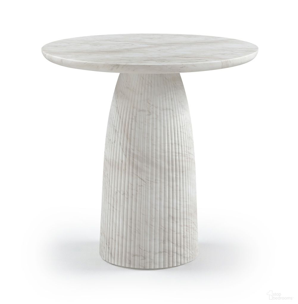 The appearance of Venosa Concrete Indoor and Outdoor Counter Height Table In White designed by Meridian in the modern / contemporary interior design. This white piece of furniture  was selected by 1StopBedrooms from Venosa Collection to add a touch of cosiness and style into your home. Sku: 765White-T36 Box 1/2 (Top);765White-T36 Box 2/2 (Base). Table Base Style: Pedestal. Table Top Shape: Round. Material: Concrete. Size: 36".