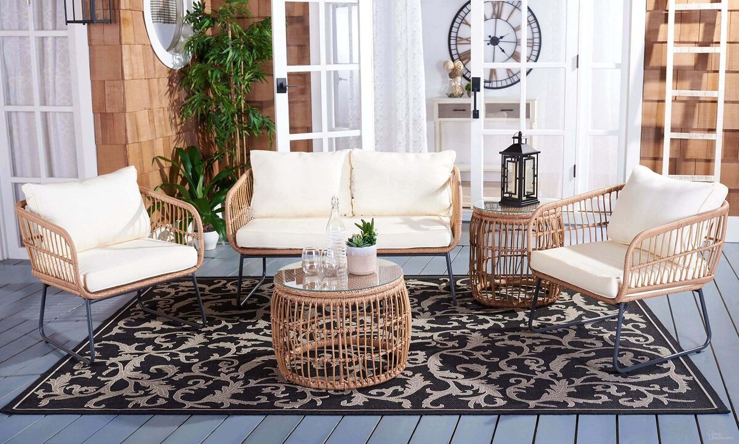 The appearance of Venta 5 Piece Living Set In Natural and Beige designed by Safavieh in the modern / contemporary interior design. This natural and beige piece of furniture was selected by 1StopBedrooms from Venta Collection to add a touch of cosiness and style into your home. Sku: PAT9007A-2BX. Material: Steel.