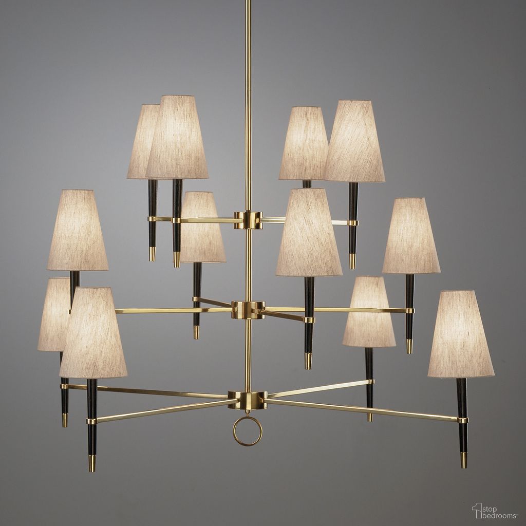 The appearance of Ventana Three-Tier Chandelier In Natural Linen/Black/Brass designed by Jonathan Adler in the modern / contemporary interior design. This natural linen/black/brass piece of furniture was selected by 1StopBedrooms from Ventana Collection to add a touch of cosiness and style into your home. Sku: 34230. Material: Wood.