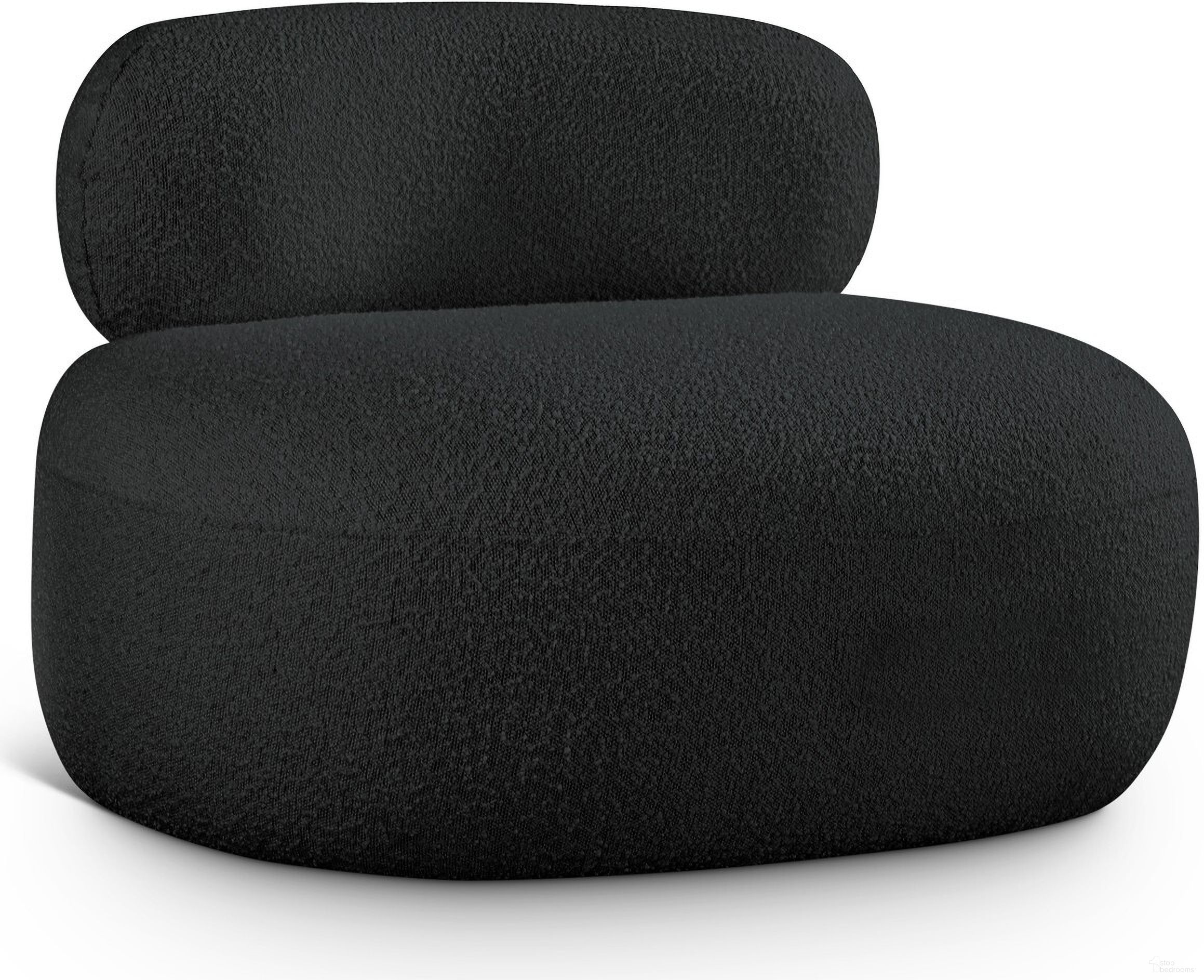 The appearance of Venti Boucle Fabric Chair In Black designed by Meridian in the modern / contemporary interior design. This black piece of furniture was selected by 1StopBedrooms from Venti Collection to add a touch of cosiness and style into your home. Sku: 140Black-C. Material: Boucle.