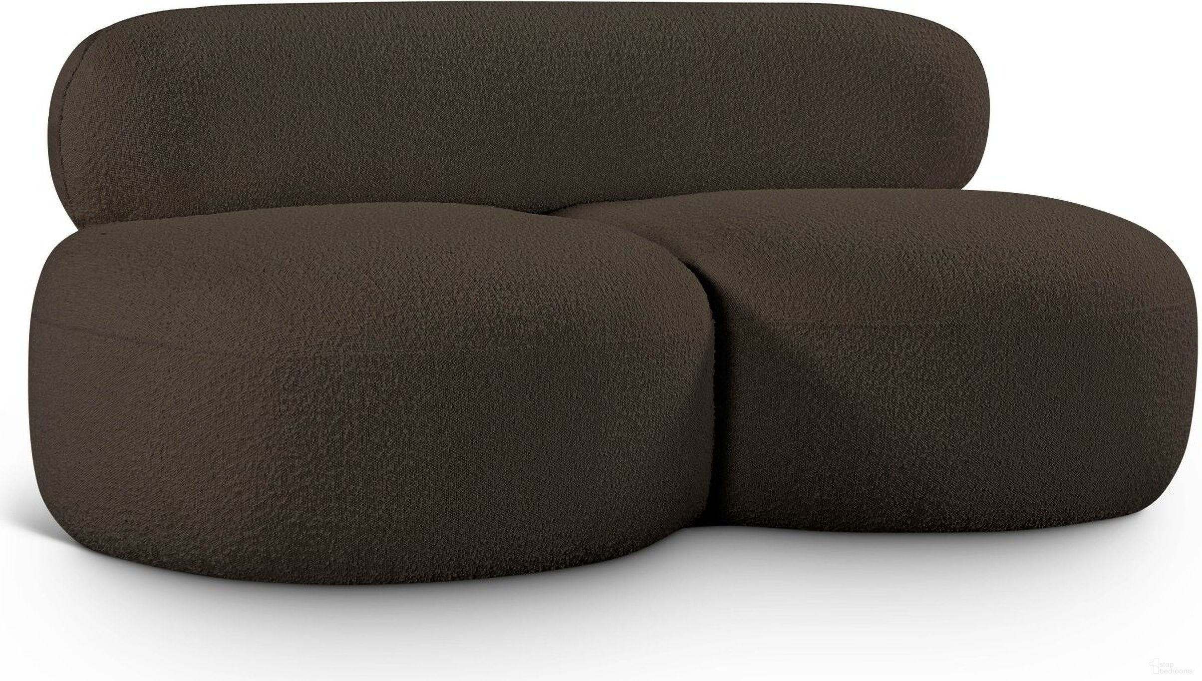 Venti Boucle Fabric Loveseat In Brown