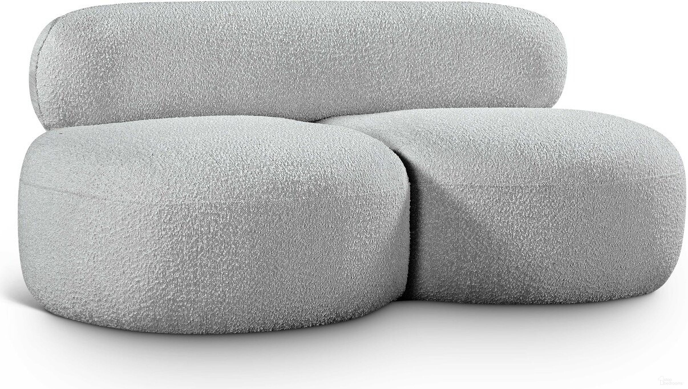 The appearance of Venti Boucle Fabric Loveseat In Grey designed by Meridian in the modern / contemporary interior design. This grey piece of furniture  was selected by 1StopBedrooms from Venti Collection to add a touch of cosiness and style into your home. Sku: 140Grey-L. Material: Boucle.