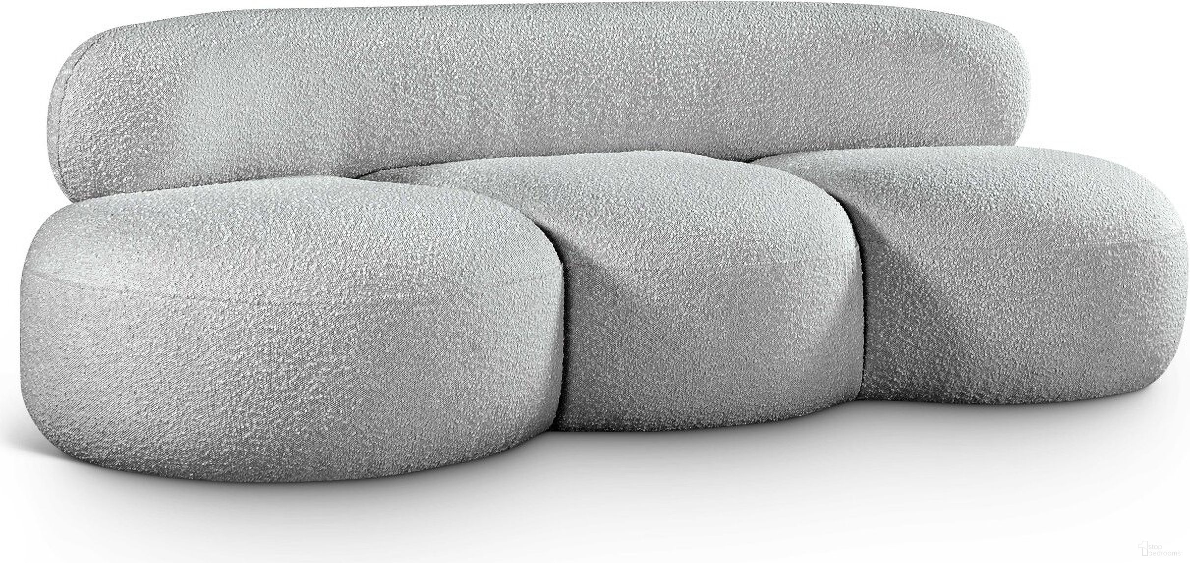 The appearance of Venti Boucle Fabric Sofa In Grey designed by Meridian in the modern / contemporary interior design. This grey piece of furniture was selected by 1StopBedrooms from Venti Collection to add a touch of cosiness and style into your home. Sku: 140Grey-S. Material: Boucle.