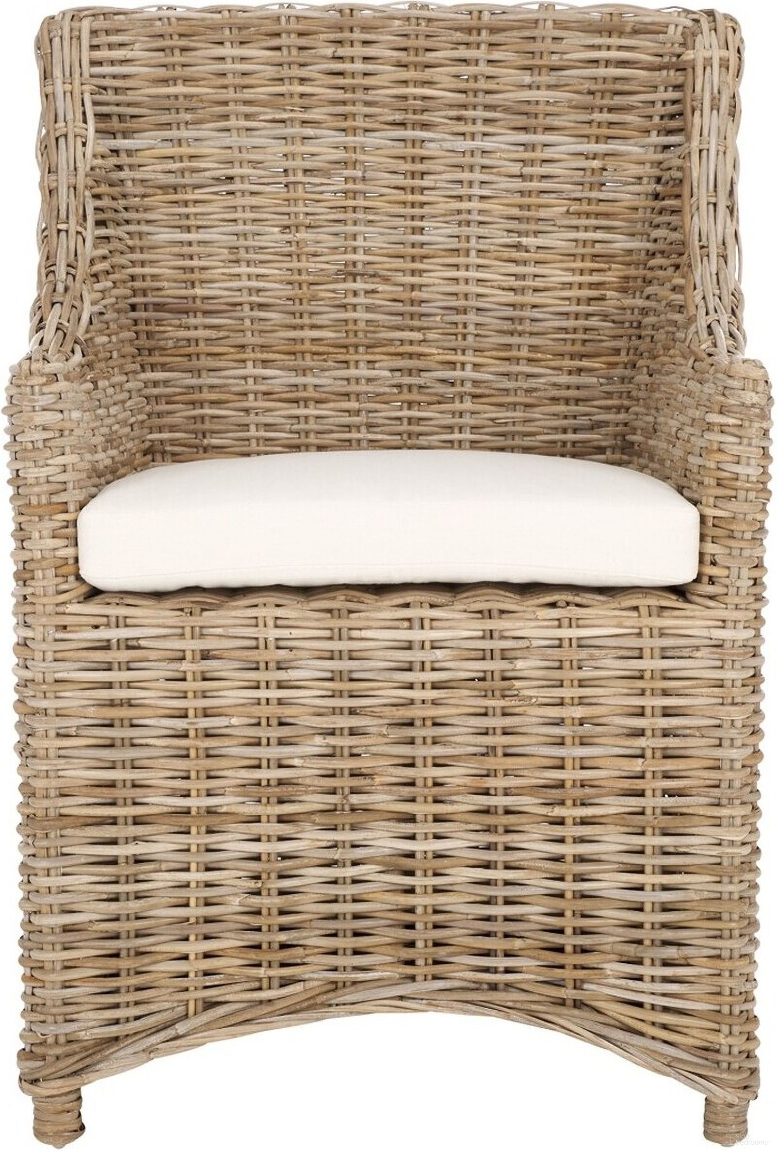 Ventura Brown and White Washed Rattan Arm Chair