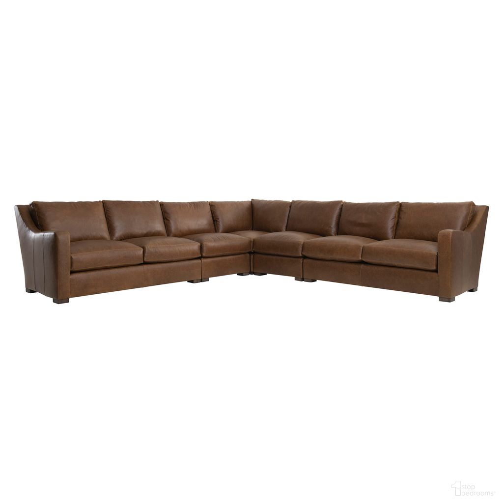 The appearance of Ventura Leather Sectional In Brown designed by Bernhardt in the traditional interior design. This brown leather piece of furniture was selected by 1StopBedrooms from Ventura Collection to add a touch of cosiness and style into your home. Sku: 3530LO;3530LO;3532LO;3541LO;3542LO. Material: Leather.