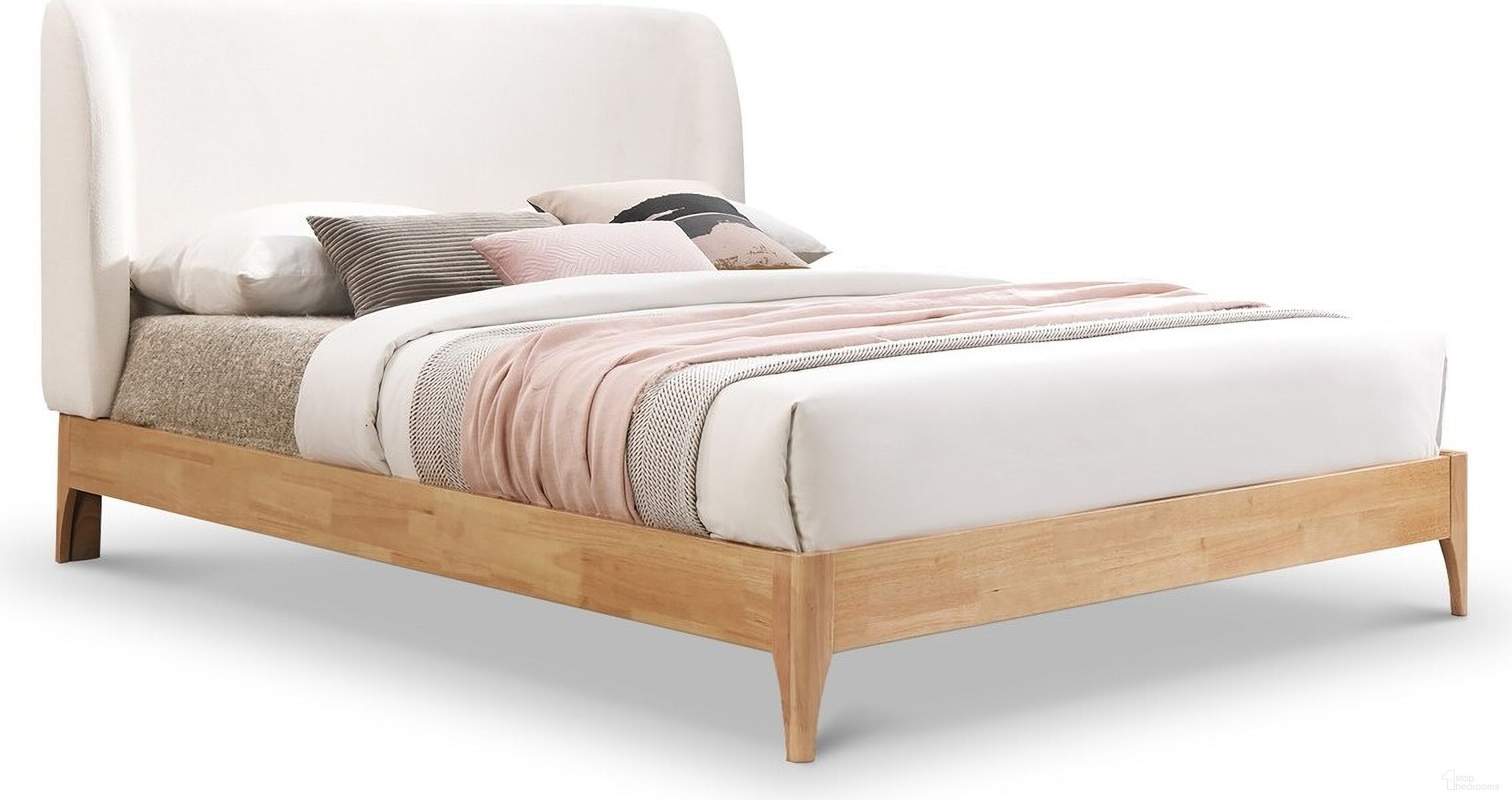 The appearance of Ventura Polyester Fabric King Bed In Cream designed by Meridian in the transitional interior design. This cream piece of furniture was selected by 1StopBedrooms from Ventura Collection to add a touch of cosiness and style into your home. Sku: VenturaCream-K Box 1/2 (Headboard / Legs / Hardware);VenturaCream-K Box 2/2 (Footboard / Rails / Slats). Bed Type: Platform Bed. Bed Size: King. Material: MDF.