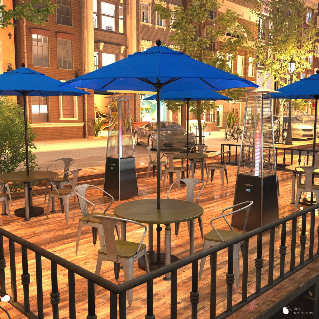 Venture 7.5' Patio Umbrella with Aluminum Pole Fiberglass Ribs Push Lift with Sunbrella Fabric In Pacific Blue and Bronze