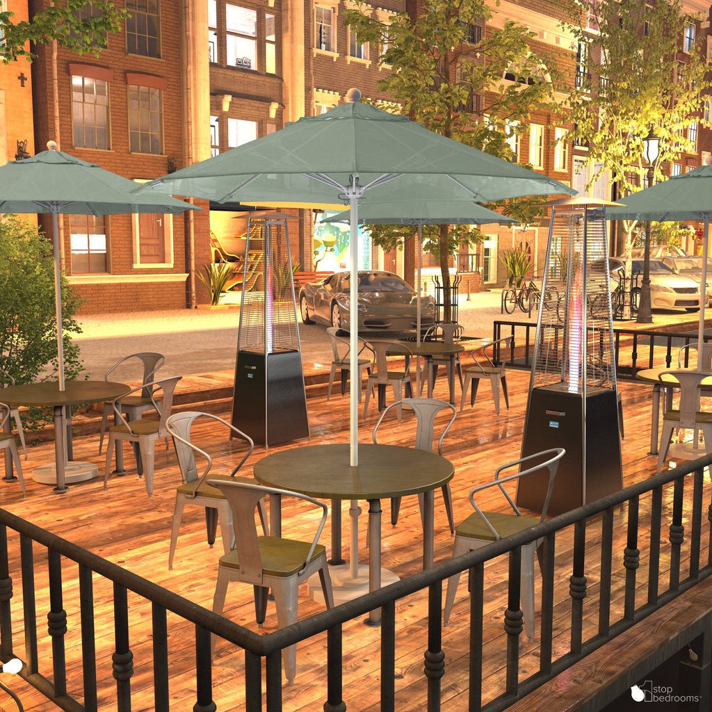 Venture 7.5' Patio Umbrella with Aluminum Pole Fiberglass Ribs Push Lift with Sunbrella Fabric In Spectrum Mist and Matte White