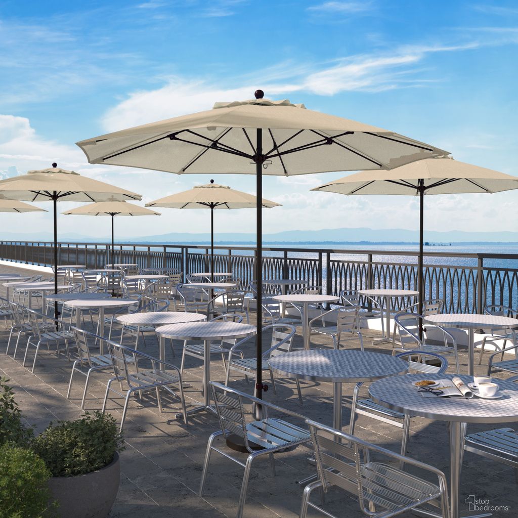 Venture 9' Patio Umbrella with Aluminum Pole Fiberglass Ribs Push Lift with Olefin Fabric In Antique Beige and Bronze