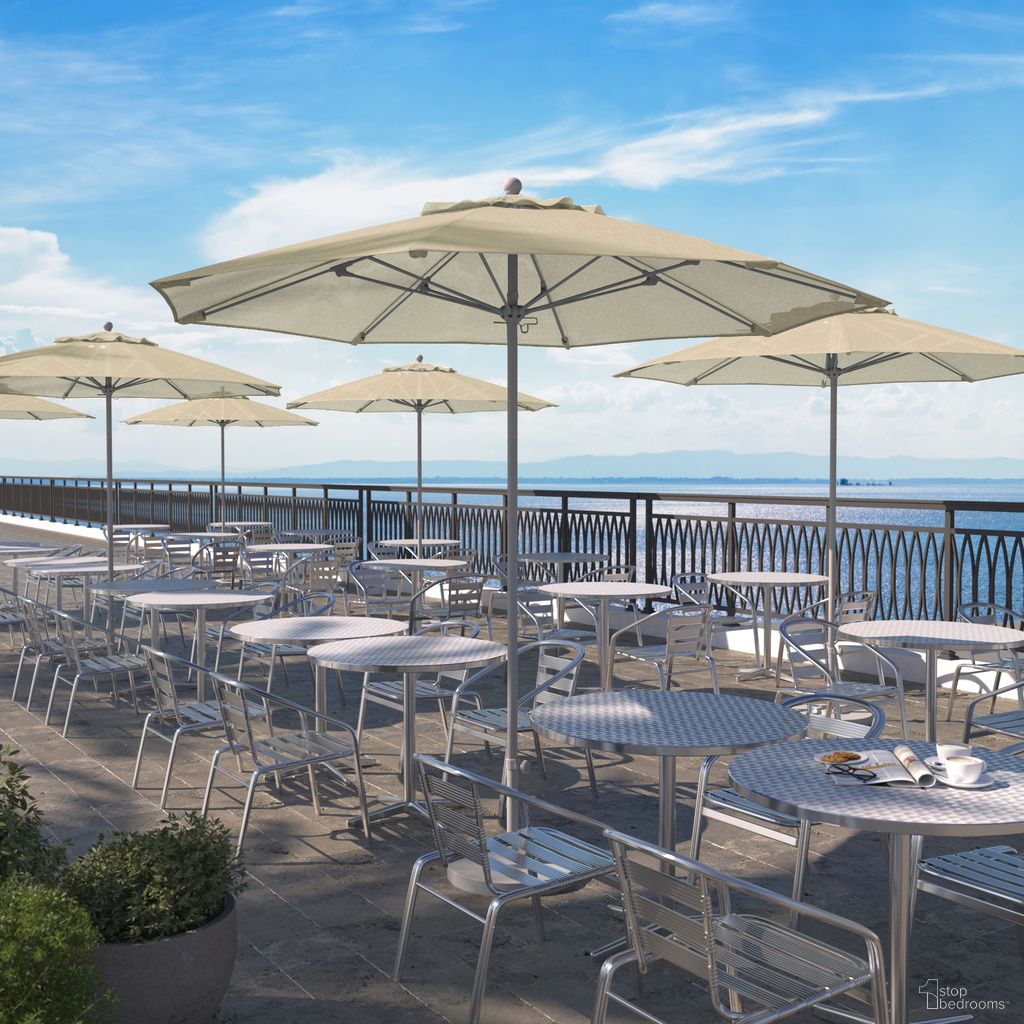 Venture 9' Patio Umbrella with Aluminum Pole Fiberglass Ribs Push Lift with Sunbrella Fabric In Canvas and Matte White