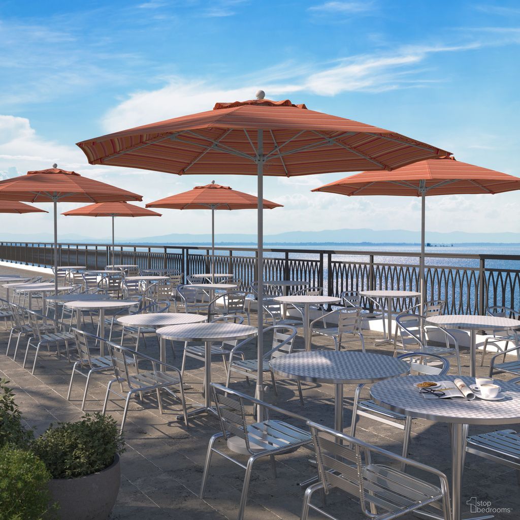 Venture 9' Patio Umbrella with Aluminum Pole Fiberglass Ribs Push Lift with Sunbrella Fabric In Dolce Mango and Matte White