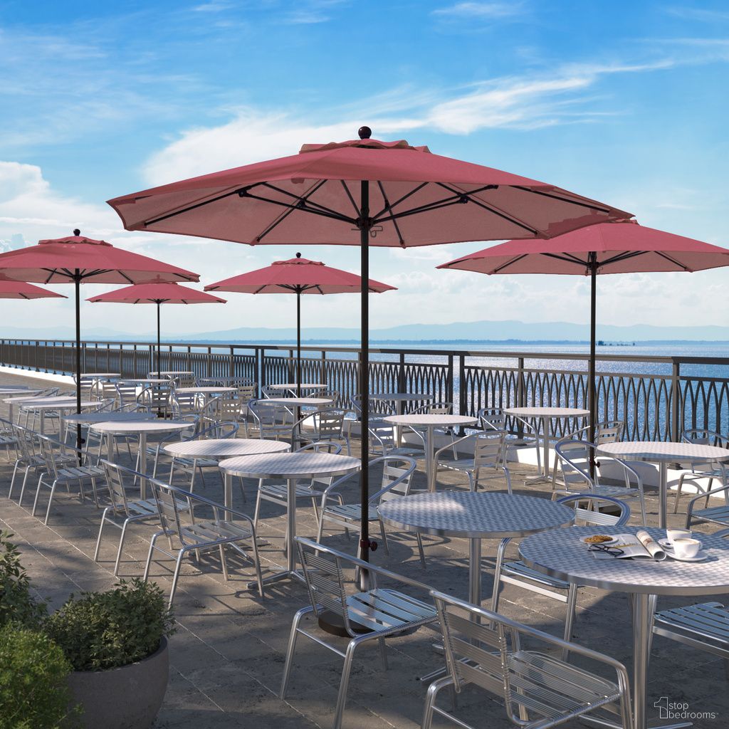 Venture 9' Patio Umbrella with Aluminum Pole Fiberglass Ribs Push Lift with Sunbrella Fabric In Hot Pink and Bronze