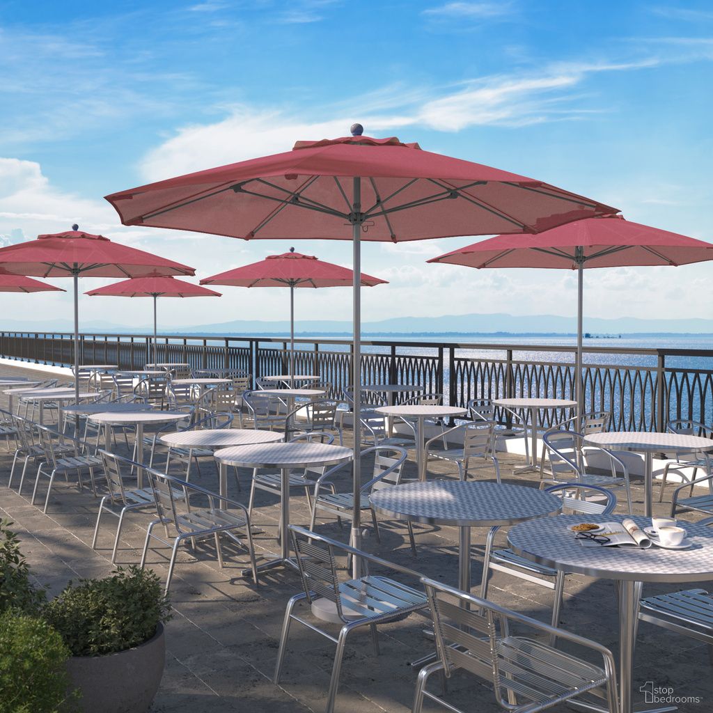 Venture 9' Patio Umbrella with Aluminum Pole Fiberglass Ribs Push Lift with Sunbrella Fabric In Hot Pink and Silver Anodized