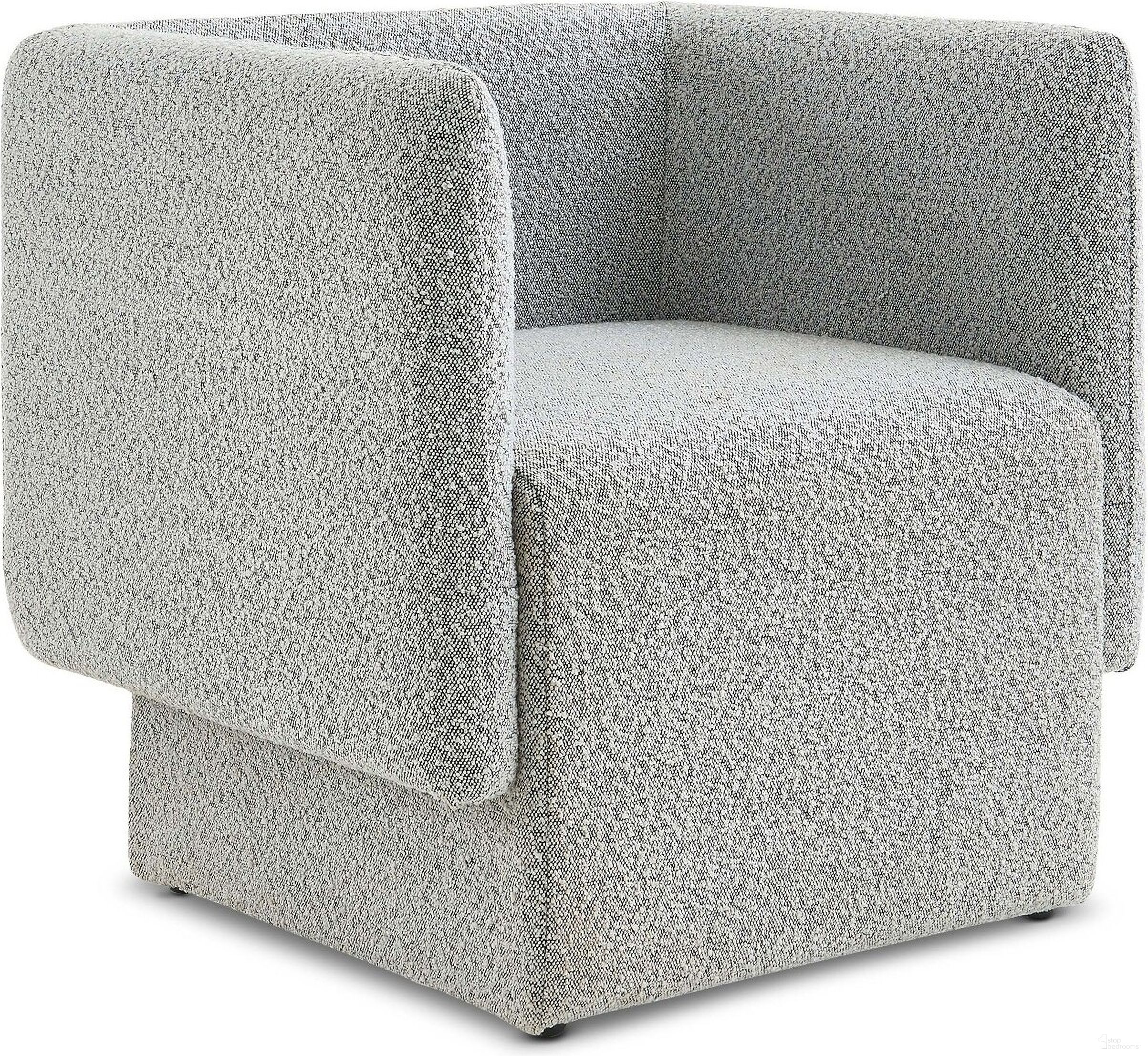 The appearance of Vera Boucle Fabric Accent Chair In Grey designed by Meridian in the modern / contemporary interior design. This grey piece of furniture  was selected by 1StopBedrooms from Vera Collection to add a touch of cosiness and style into your home. Sku: 575Grey. Material: Boucle.