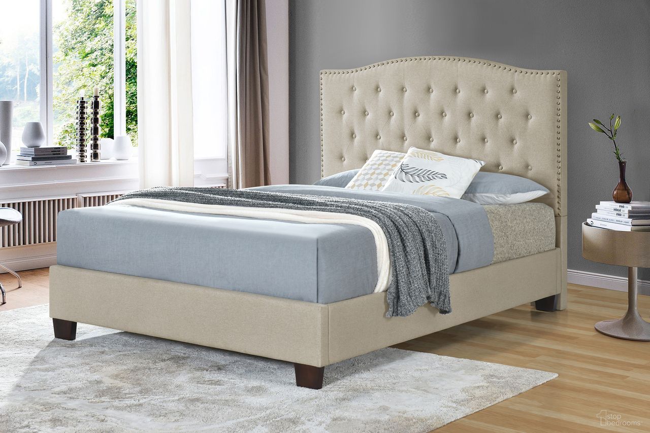 Vera Full Upholstered Platform Bed In Beige