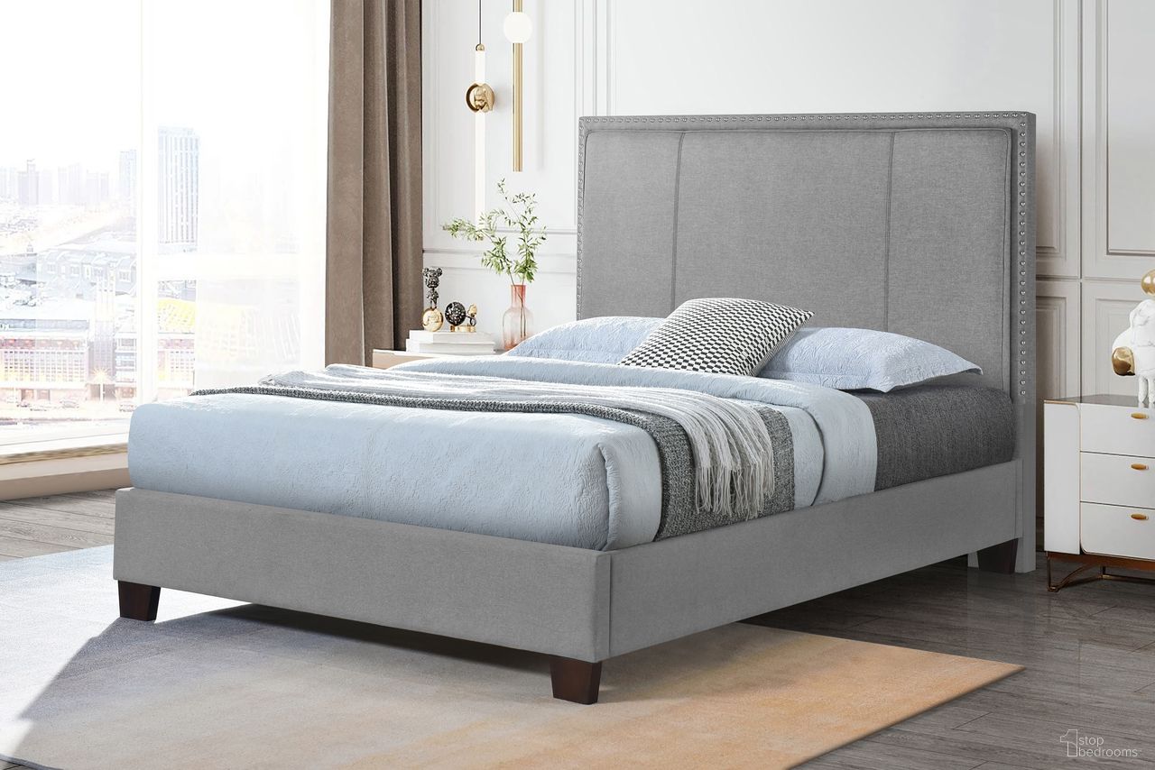 Vera Full Upholstered Platform Bed In Gray