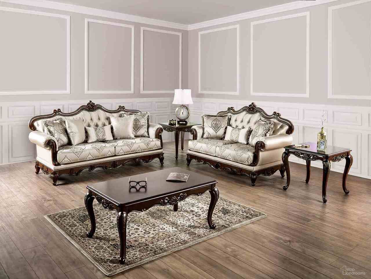 The appearance of Veracruz Living Room Set In Dark Cherry and Beige designed by Furniture of America in the traditional interior design. This dark cherry and beige piece of furniture  was selected by 1StopBedrooms from Veracruz Collection to add a touch of cosiness and style into your home. Sku: FM65002BG-SF;FM65002BG-LV. Material: Fabric.