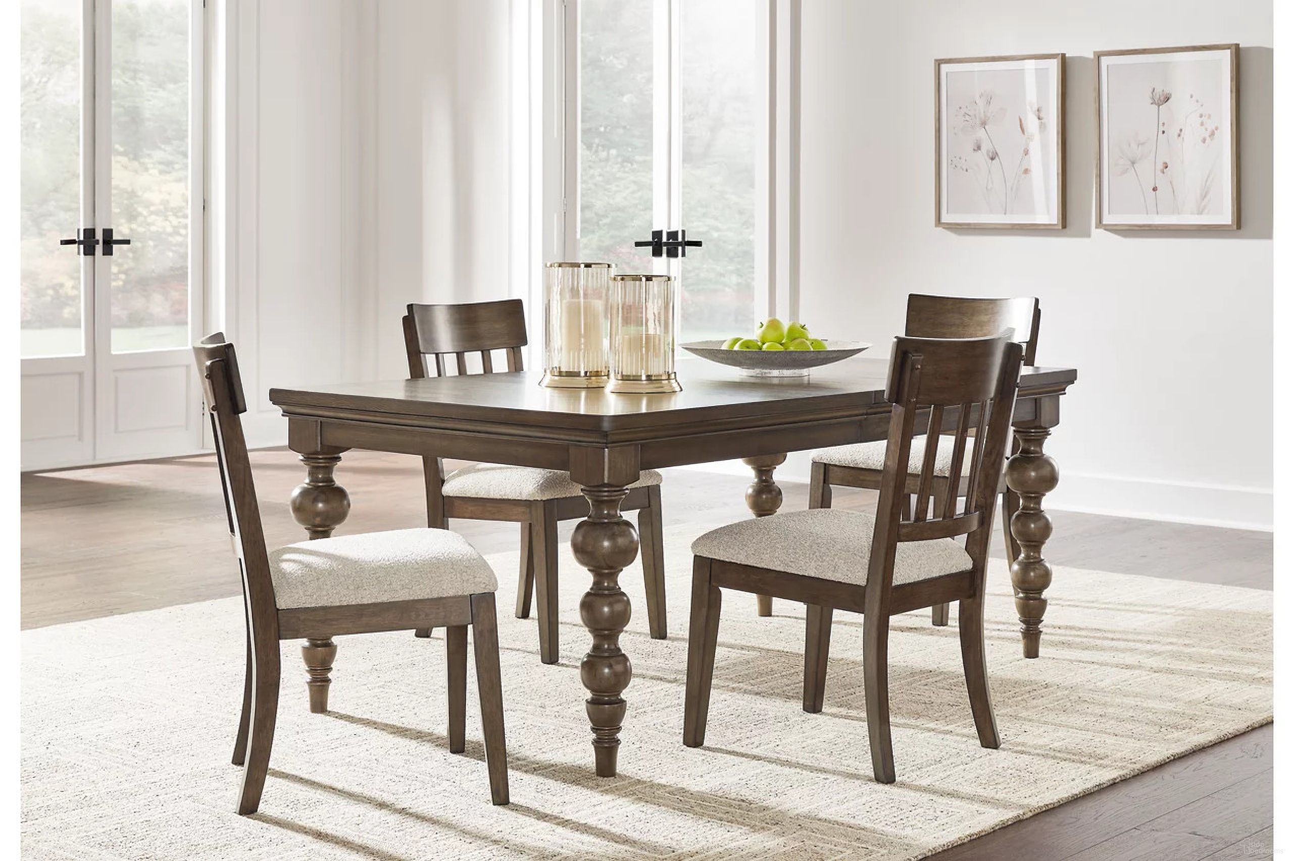 The appearance of Veramond Dining Room Set In Dark Brown designed by Signature Design by Ashley in the traditional interior design. This dark brown piece of furniture was selected by 1StopBedrooms from Veramond Collection to add a touch of cosiness and style into your home. Sku: D694-35;D694-01;D694-01. Material: Wood.