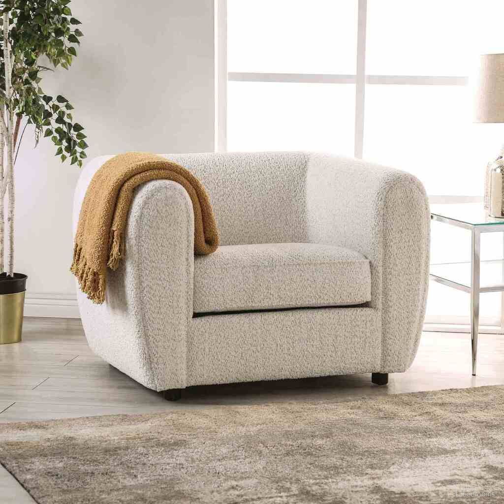 The appearance of Verdal Chair In Off White designed by Furniture of America in the modern / contemporary interior design. This off white piece of furniture was selected by 1StopBedrooms from Verdal Collection to add a touch of cosiness and style into your home. Sku: FM61001WH-CH. Material: Boucle.