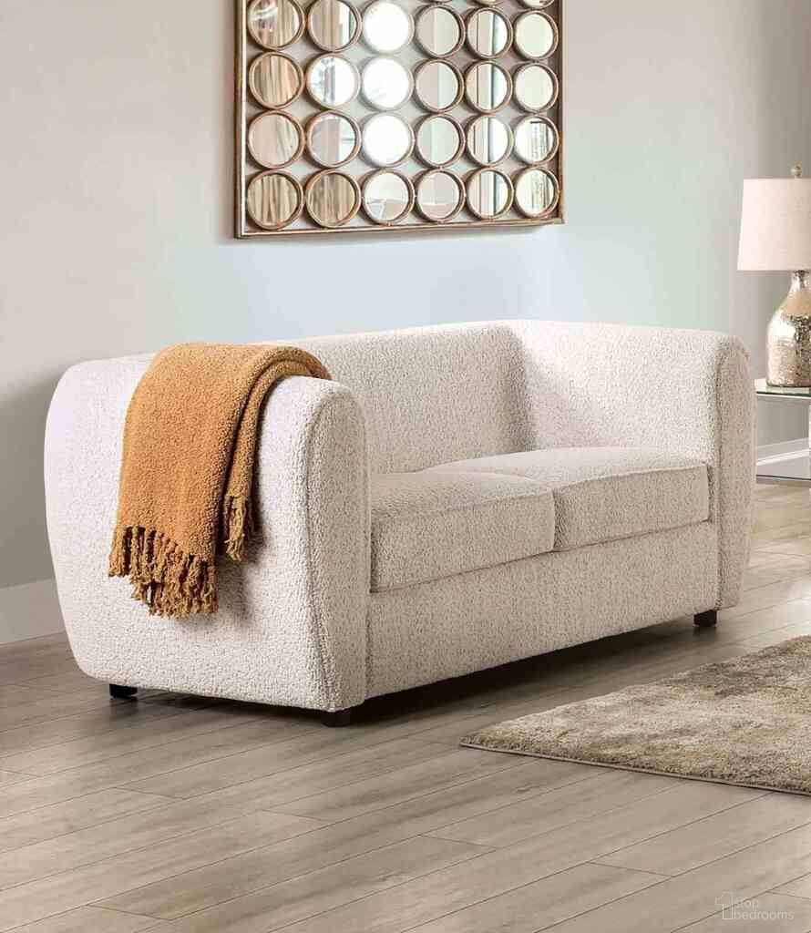 The appearance of Verdal Loveseat In Off White designed by Furniture of America in the modern / contemporary interior design. This off white piece of furniture was selected by 1StopBedrooms from Verdal Collection to add a touch of cosiness and style into your home. Sku: FM61001WH-LV. Material: Boucle.