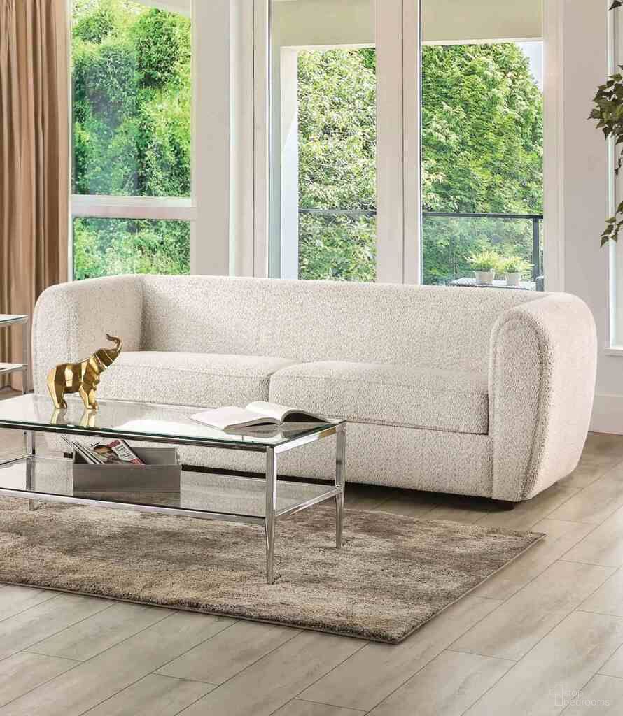 The appearance of Verdal Sofa In Off White designed by Furniture of America in the modern / contemporary interior design. This off white piece of furniture was selected by 1StopBedrooms from Verdal Collection to add a touch of cosiness and style into your home. Sku: FM61001WH-SF. Material: Boucle.