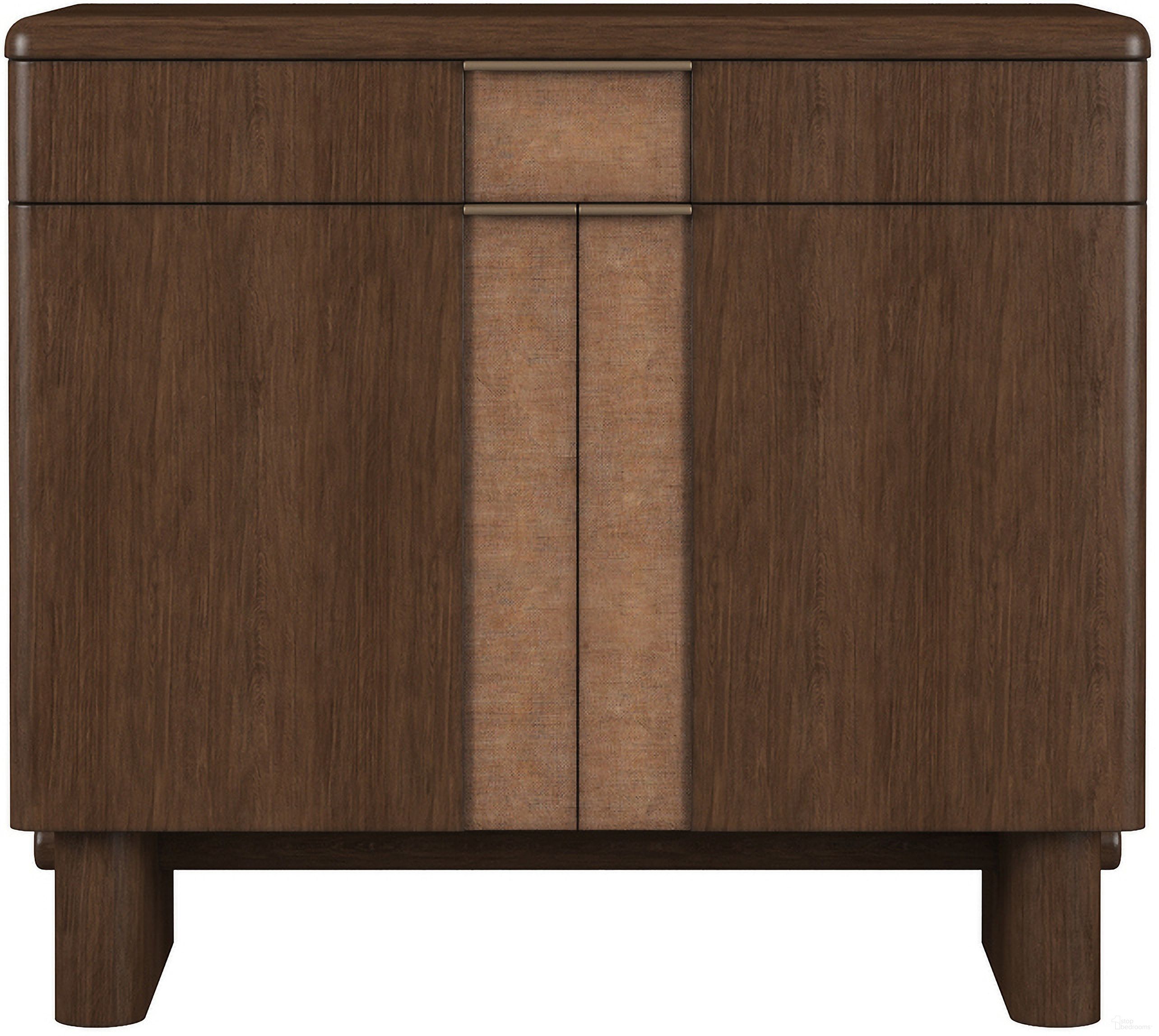 The appearance of Verge Accent Door Chest In Brown and Walnut designed by A.R.T. in the traditional interior design. This brown and walnut piece of furniture was selected by 1StopBedrooms from Verge Collection to add a touch of cosiness and style into your home. Sku: 337397-1960. Material: Poplar.