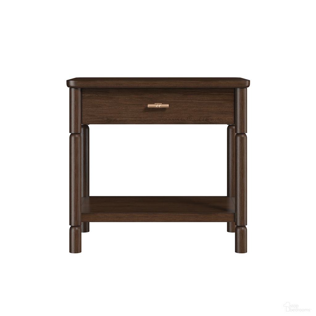The appearance of Verge Open Nightstand In Brown and Walnut designed by A.R.T. in the traditional interior design. This brown and walnut piece of furniture was selected by 1StopBedrooms from Verge Collection to add a touch of cosiness and style into your home. Sku: 337140-1960. Material: Poplar Solid.