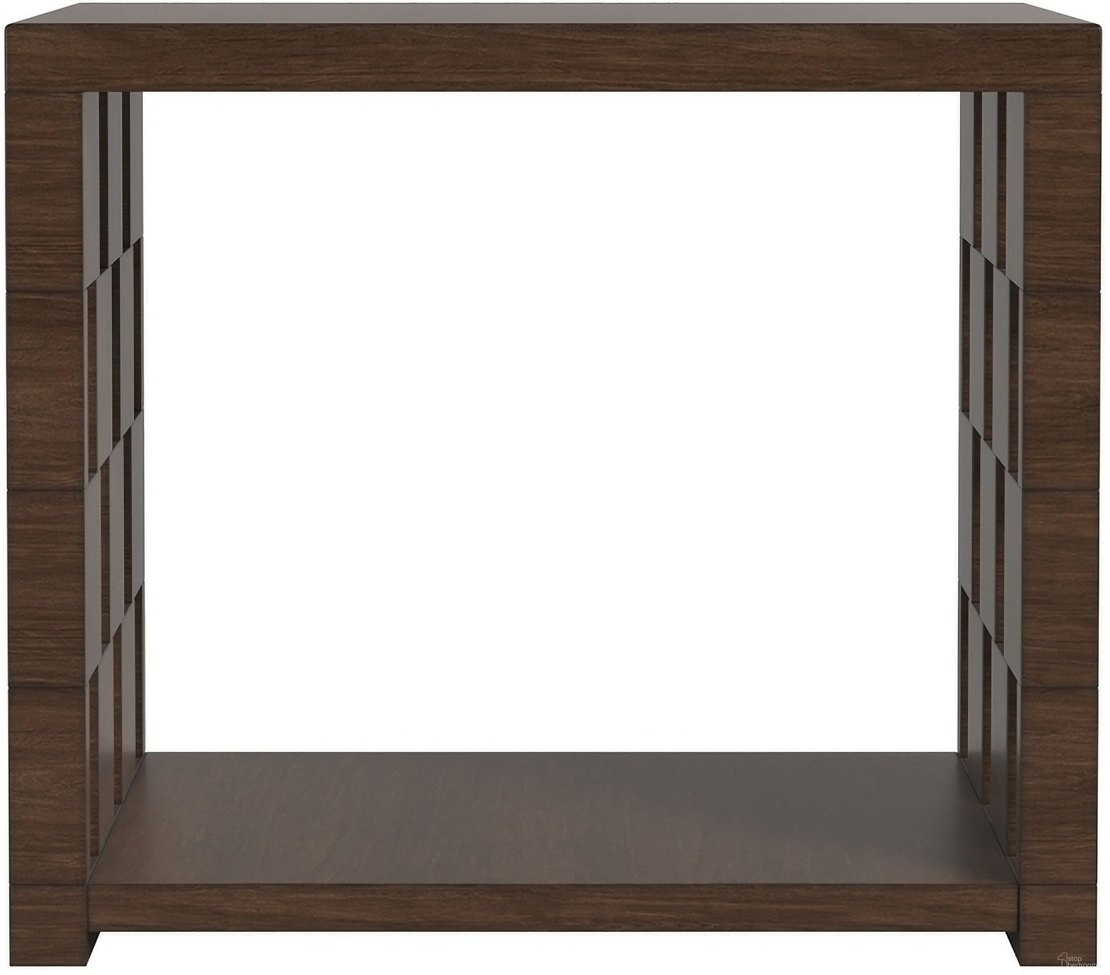 The appearance of Verge Rectangle End Table In Brown and Walnut designed by A.R.T. in the traditional interior design. This brown and walnut piece of furniture  was selected by 1StopBedrooms from Verge Collection to add a touch of cosiness and style into your home. Sku: 337303-1960. Material: Poplar.
