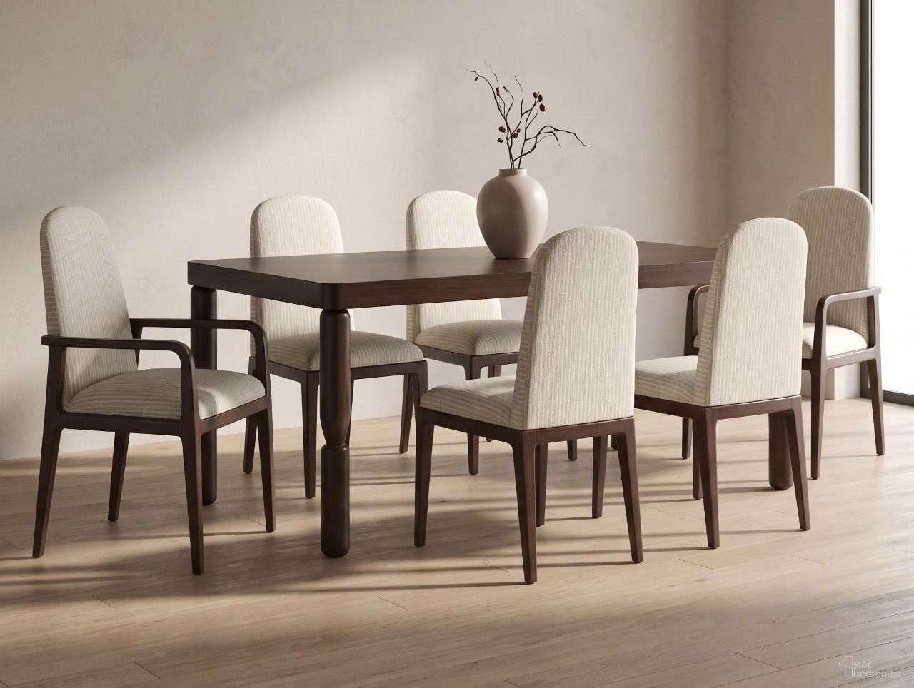 Verge Rectangular Dining Room Set In Brown and Walnut